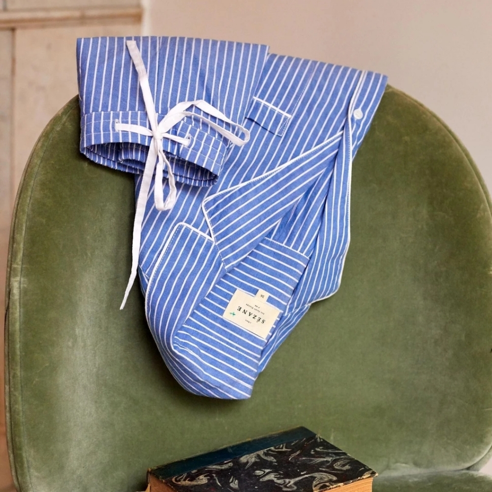 Sezane Maxence Pajama 100% Cotton Shirt Sz 10 - Picture 1 of 11